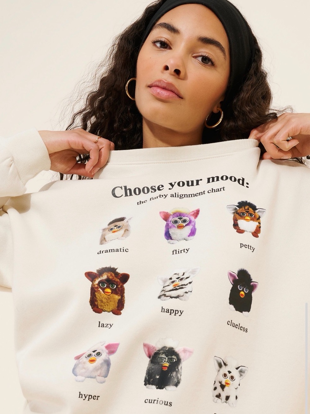 Choose Your Mood Furby Graphic Cat Sweatshirt - Daisy Street